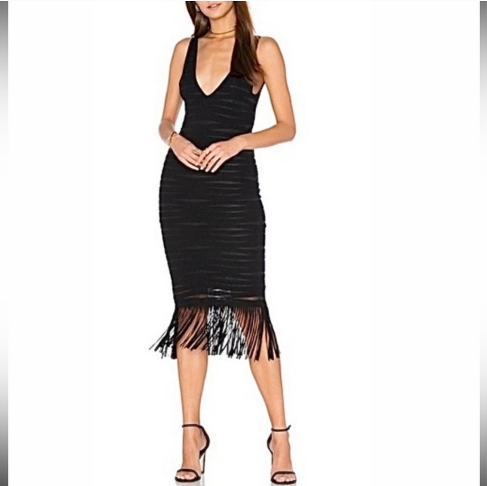 Parker Fringed Black Dress